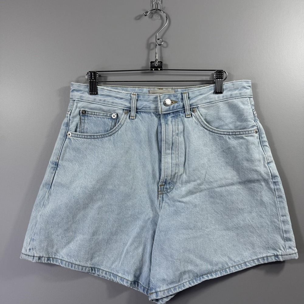 Everlane Mom Shorts Womens 28 Light Wash Blue Denim High Rise 5" Inseam